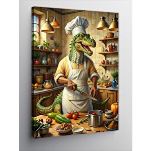 Kanvas Tablo Aşçı Dinozor