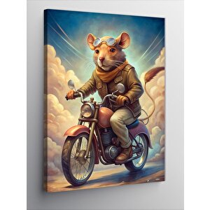 Kanvas Tablo Motosiklet Kullanan Fare