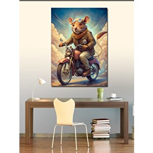Kanvas Tablo Motosiklet Kullanan Fare