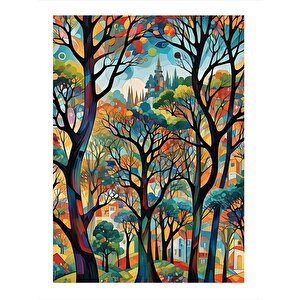 Renkli Orman Art Mdf Tablo 25cmx 35cm 25x35 cm