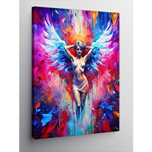 Kanvas Tablo Kadın Melek Renkli Fon 70x100 cm