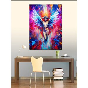 Kanvas Tablo Kadın Melek Renkli Fon 70x100 cm