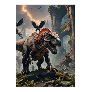 Kızgın Dinozor Art Mdf Poster 25cmx 35cm 25x35 cm