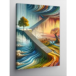 Kanvas Tablo Gökyüzüne Tırmanan Merdivenler 100x140 cm
