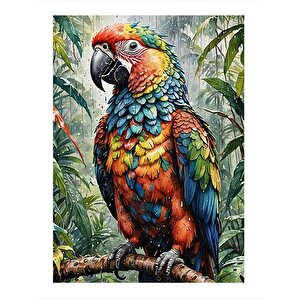 Renkli Papağan Tasarım Mdf Tablo 35cm X50cm 35x50 cm