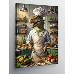 Kanvas Tablo Aşçı Dinozor 100x140 cm