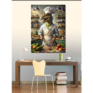 Kanvas Tablo Aşçı Dinozor 100x140 cm