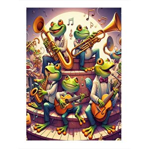 Müzik Aleti Ve Kurbağalar Model Mdf Tablo 35cm X50cm 35x50 cm