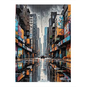 Renkli Cadde Art Mdf Poster 25cmx 35cm 25x35 cm