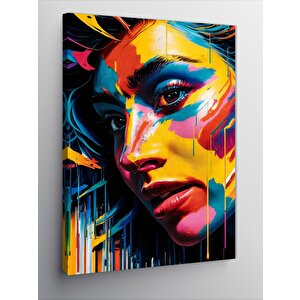 Kanvas Tablo Renkli Boyalar Ve Kadın 100x140 cm
