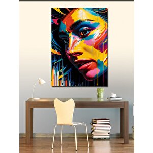 Kanvas Tablo Renkli Boyalar Ve Kadın 100x140 cm