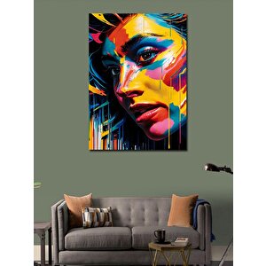 Kanvas Tablo Renkli Boyalar Ve Kadın 100x140 cm