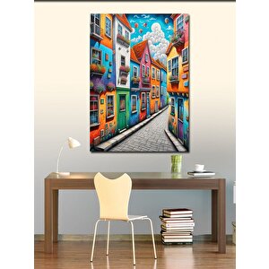 Kanvas Tablo Renkli Evler 70x100 cm