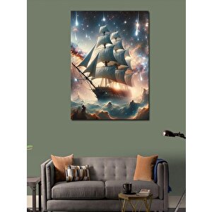 Kanvas Tablo Yelken Tekne Ve Yıldızlar 100x140 cm