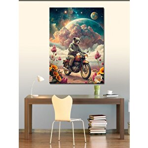 Kanvas Tablo Motosiklet Kullanan Koala 70x100 cm
