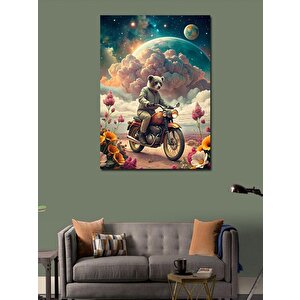 Kanvas Tablo Motosiklet Kullanan Koala 70x100 cm