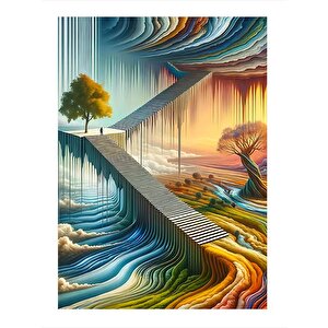 Gökyüzüne Tırmanan Merdivenler Art Mdf Poster 25cmx 35cm 25x35 cm