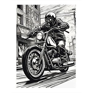 Motorsiklet Süren Adam Art Mdf Tablo 35cm X50cm 35x50 cm