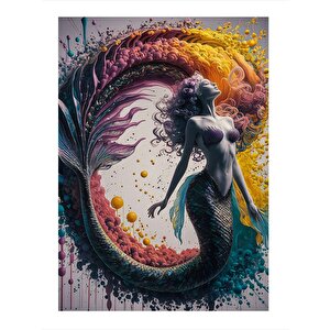 Renkli Deniz Kızı Art Mdf Poster 25cmx 35cm 25x35 cm