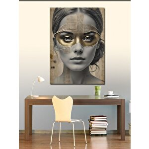 Kanvas Tablo Sarı Yıldızlı Maskeli Kız 100x140 cm