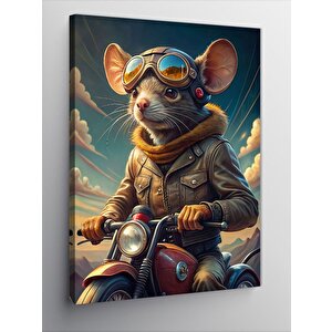 Kanvas Tablo Motosiklet Kullanan Fare
