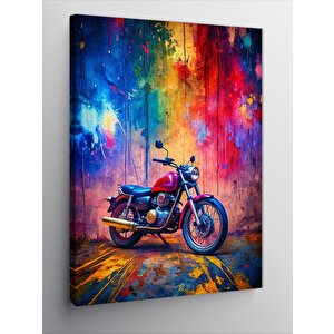 Kanvas Tablo Renkli Motosiklet 100x140 cm