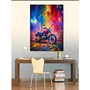 Kanvas Tablo Renkli Motosiklet 100x140 cm
