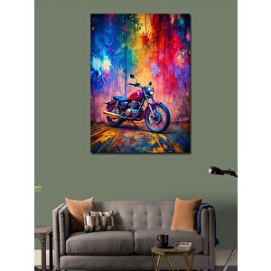 Kanvas Tablo Renkli Motosiklet 100x140 cm