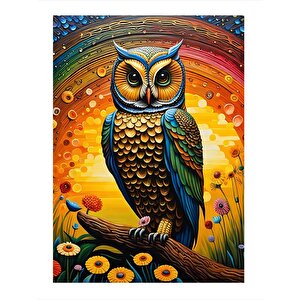 Daldaki Baykuş Ve Desenler Art Mdf Tablo 25cmx 35cm 25x35 cm