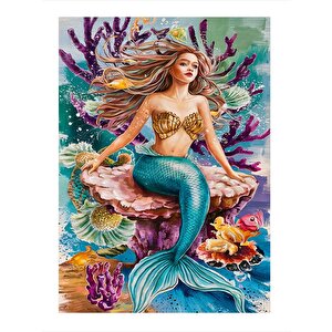 Renkli Mercanlar Ve Deniz Kızı Mdf Tablo 35cm X50cm 35x50 cm