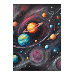 Renkli Gezegenler Tasarım Mdf Tablo 35cm X50cm 35x50 cm
