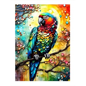 Renkli Papağan Mdf Poster 25cmx 35cm 25x35 cm