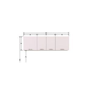 Sedef Mutfak Üst Modülü 200 Cm -beyaz