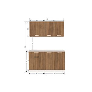 Inci Hazır Mutfak Dolabı 140 Cm - Tezgah Dahil Değil - Ceviz