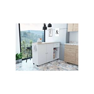 Alya Alt Modül 150 Cm Beyaz-tezgah Dahil-tekerlekli