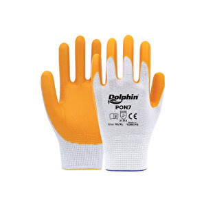 Polyester Nitril İş Eldiveni Beyaz/sarı Pon7 10-xl XL