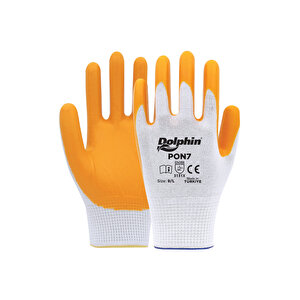 Polyester Nitril İş Eldiveni Beyaz/sarı Pon7 9-l L