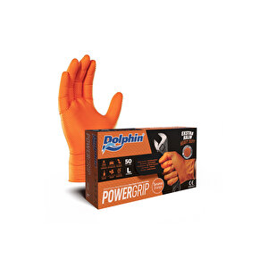 Powergrip Ekstra Kalın Turuncu Nitril Eldiven (50 Adet/kutu) Ts00003984 L