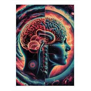 İnsan Beyni Anatomisi Tasarım Ahşap Tablo 35cm X50cm 35x50 cm