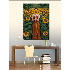 Kanvas Tablo Kadın Ve Ayçiçekleri 100x140 cm