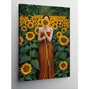 Kanvas Tablo Kadın Ve Ayçiçekleri 70x100 cm