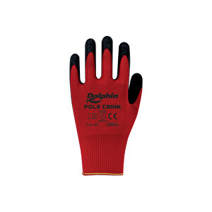 Polyester Lateks İş Eldiveni Kırmızı/siyah Pol9 Crink 9-l L