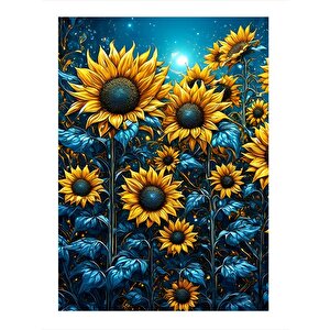 Gece Ve Ayçiçekleri Art Mdf Poster 35cm X50cm 35x50 cm