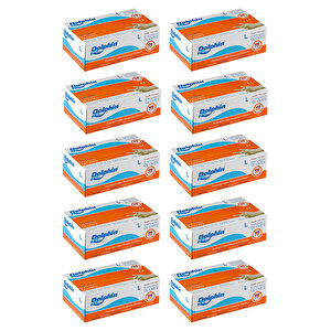 Beyaz Lateks Eldiven Pudrasız (l) 100lü Paket 10 Adet L