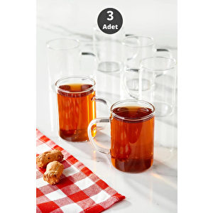 3 Lü Ateşe Dayanıklı Cam 200 Ml Kupa Bardak Mit1014