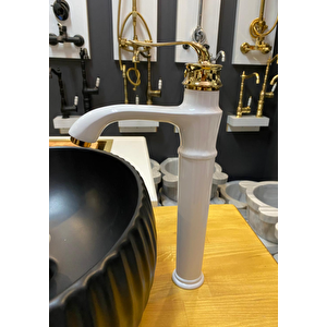 Beyaz Gold Rusti̇k Çanak Lavabo Bataryasi