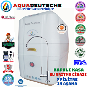 Aqua Deutsche Plus Beyaz 12 Li̇tre 7 Fi̇li̇tre 14 Aşama Pompali Ücretsi̇z Montajli Su Aritma Ci̇hazi