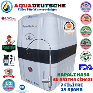 Aqua Deutsche Plus Beyaz-si̇yah 12 Li̇tre 7 Fi̇li̇tre 14 Aşama Pompali Ücretsi̇z Montajli Su Aritma Ci̇hazi