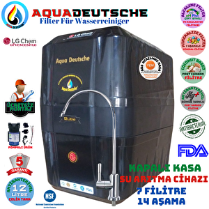 Aqua Deutsche Plus Si̇yah 12 Li̇tre 7 Fi̇li̇tre 14 Aşama Pompali Ücretsi̇z Montajli Su Aritma Ci̇hazi