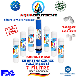 AQUA DEUTSCHE Plus Pompali Siyah-beyaz 12 Litre 7 Filitre 14 Aşama Gümüş İyonlu Su Arıtma Cihazı Duş Başliği Hedi̇ye